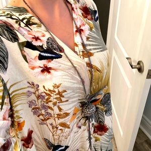 Long rhinestone disco ball necklace